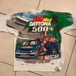 Vintage NASCAR , Chase Authentics White Daytona 500 NASCAR Tee